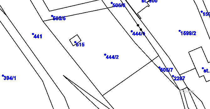 Parcela st. 444/2 v KÚ Senohraby, Katastrální mapa