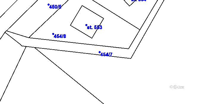 Parcela st. 454/7 v KÚ Senohraby, Katastrální mapa