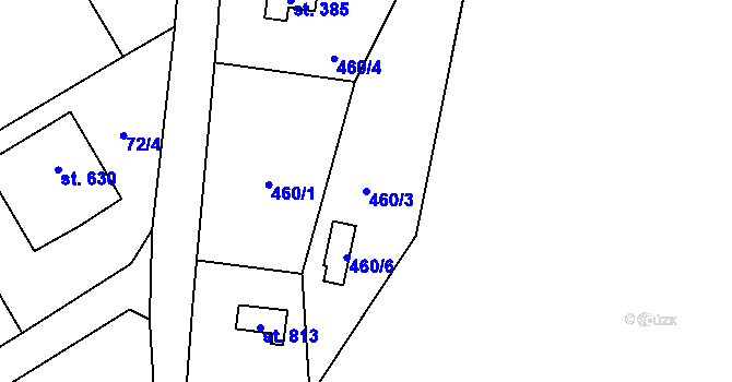 Parcela st. 460/3 v KÚ Senohraby, Katastrální mapa