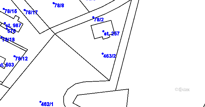 Parcela st. 463/2 v KÚ Senohraby, Katastrální mapa
