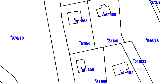 Parcela st. 516/6 v KÚ Senohraby, Katastrální mapa