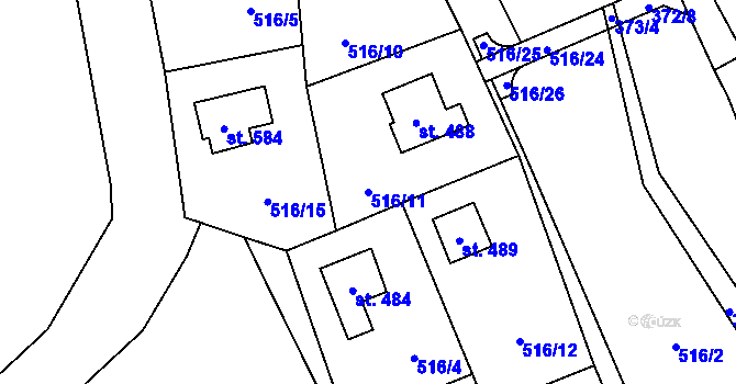 Parcela st. 516/11 v KÚ Senohraby, Katastrální mapa