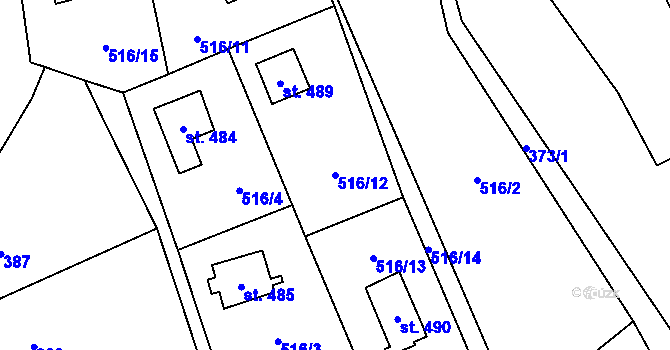 Parcela st. 516/12 v KÚ Senohraby, Katastrální mapa