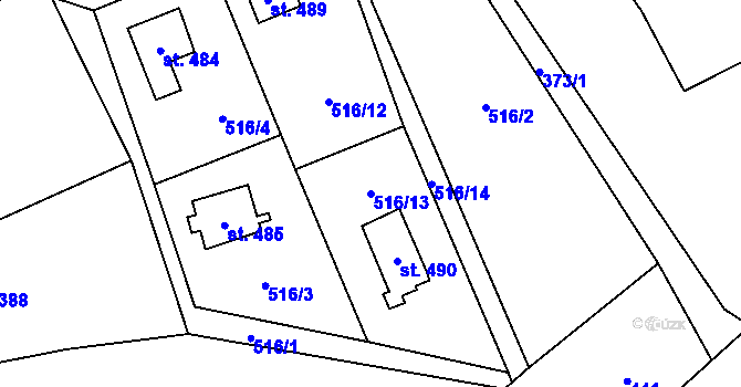 Parcela st. 516/13 v KÚ Senohraby, Katastrální mapa