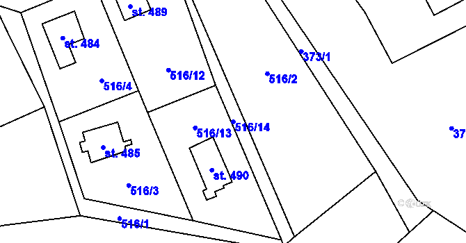 Parcela st. 516/14 v KÚ Senohraby, Katastrální mapa