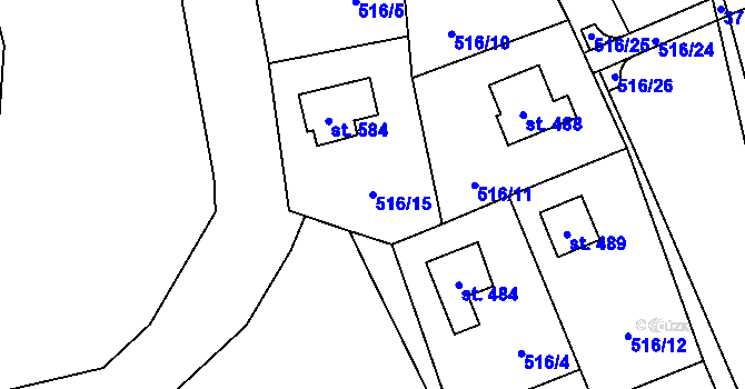 Parcela st. 516/15 v KÚ Senohraby, Katastrální mapa