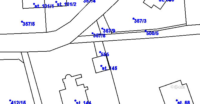 Parcela st. 555 v KÚ Senohraby, Katastrální mapa