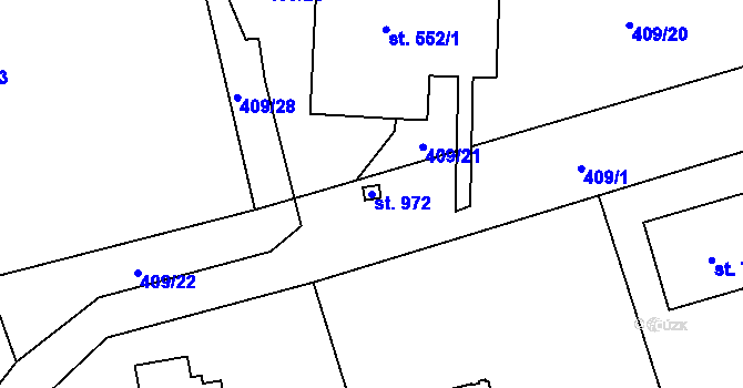 Parcela st. 972 v KÚ Senohraby, Katastrální mapa