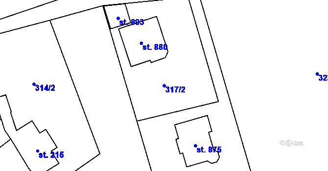 Parcela st. 317/2 v KÚ Senohraby, Katastrální mapa