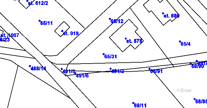 Parcela st. 65/31 v KÚ Senohraby, Katastrální mapa