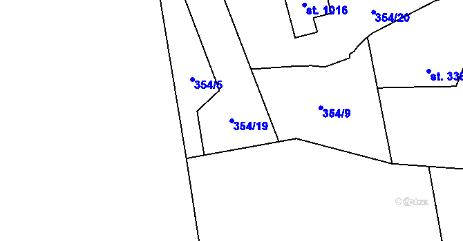 Parcela st. 354/19 v KÚ Senohraby, Katastrální mapa