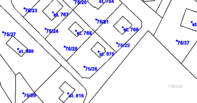 Parcela st. 975 v KÚ Senohraby, Katastrální mapa