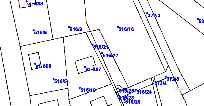 Parcela st. 516/22 v KÚ Senohraby, Katastrální mapa