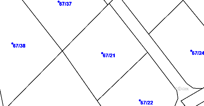 Parcela st. 67/21 v KÚ Senohraby, Katastrální mapa