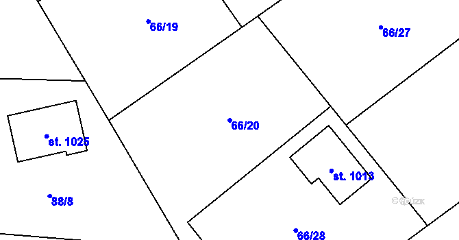 Parcela st. 66/20 v KÚ Senohraby, Katastrální mapa