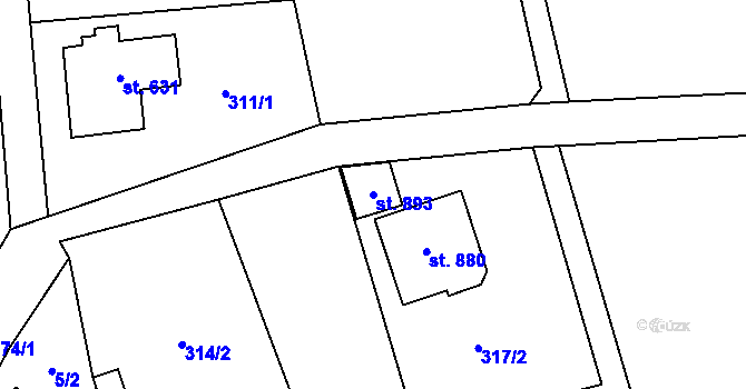 Parcela st. 893 v KÚ Senohraby, Katastrální mapa