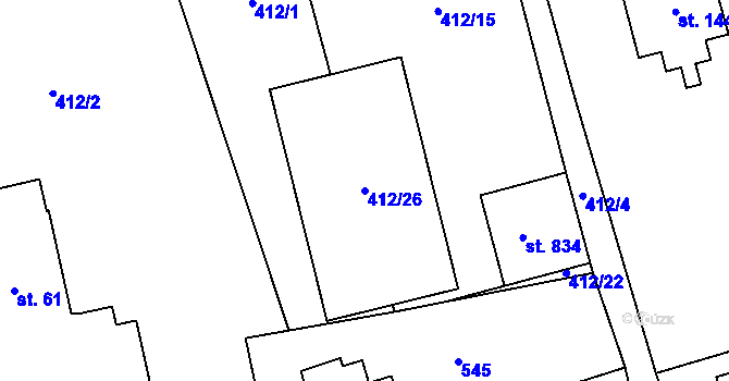 Parcela st. 412/26 v KÚ Senohraby, Katastrální mapa