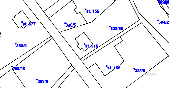Parcela st. 916 v KÚ Senohraby, Katastrální mapa