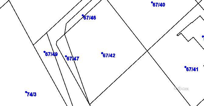 Parcela st. 67/42 v KÚ Senohraby, Katastrální mapa