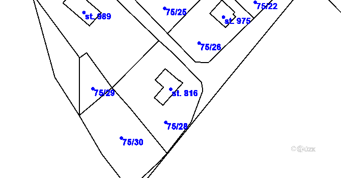 Parcela st. 816 v KÚ Senohraby, Katastrální mapa