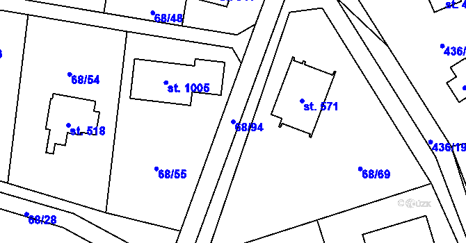 Parcela st. 68/94 v KÚ Senohraby, Katastrální mapa