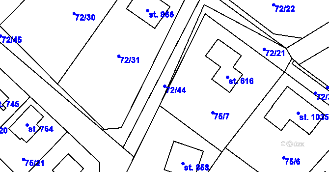 Parcela st. 72/44 v KÚ Senohraby, Katastrální mapa