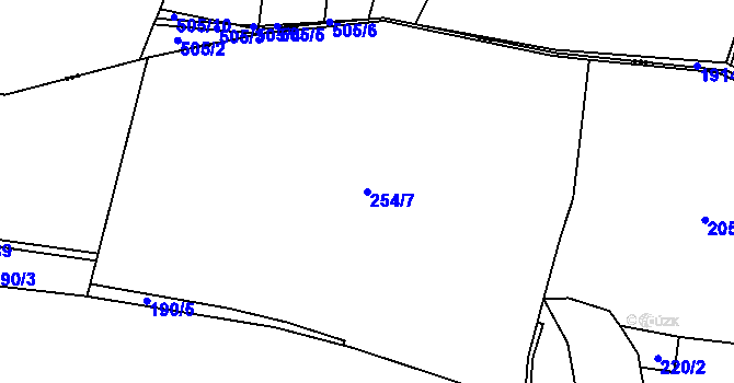 Parcela st. 254/7 v KÚ Senohraby, Katastrální mapa