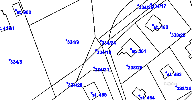 Parcela st. 334/19 v KÚ Senohraby, Katastrální mapa