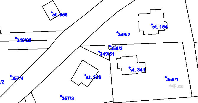 Parcela st. 349/31 v KÚ Senohraby, Katastrální mapa