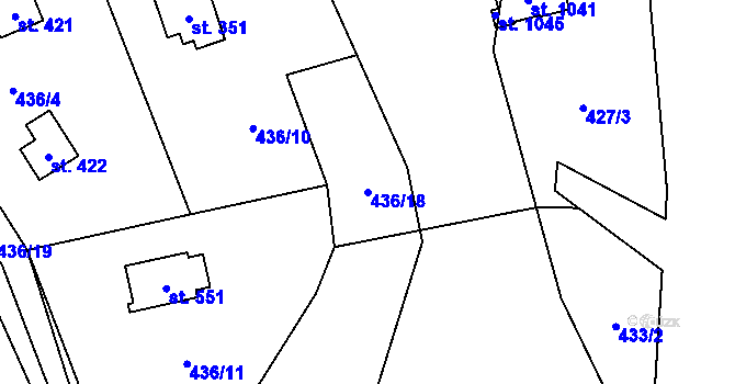 Parcela st. 436/18 v KÚ Senohraby, Katastrální mapa