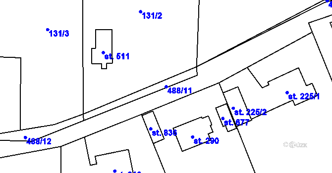 Parcela st. 488/11 v KÚ Senohraby, Katastrální mapa