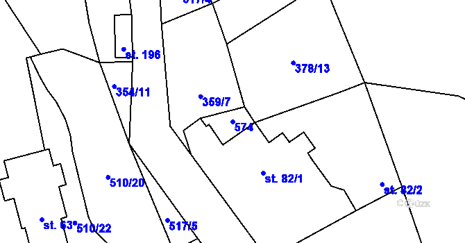 Parcela st. 574 v KÚ Senohraby, Katastrální mapa