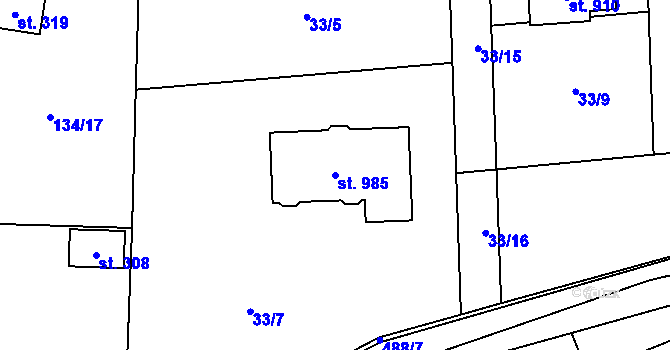 Parcela st. 985 v KÚ Senohraby, Katastrální mapa