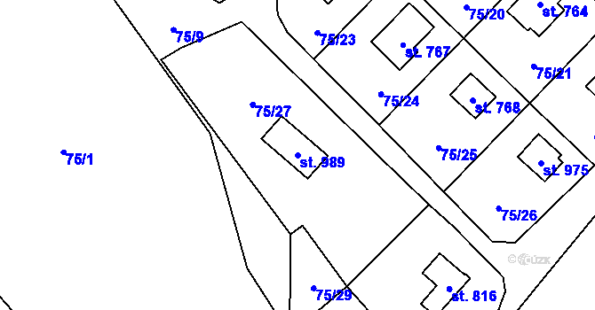 Parcela st. 989 v KÚ Senohraby, Katastrální mapa