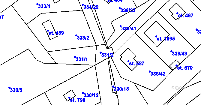 Parcela st. 331/2 v KÚ Senohraby, Katastrální mapa