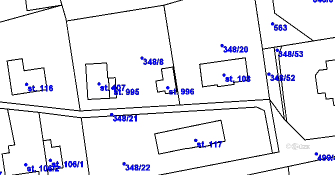 Parcela st. 996 v KÚ Senohraby, Katastrální mapa