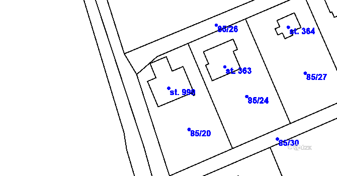 Parcela st. 999 v KÚ Senohraby, Katastrální mapa