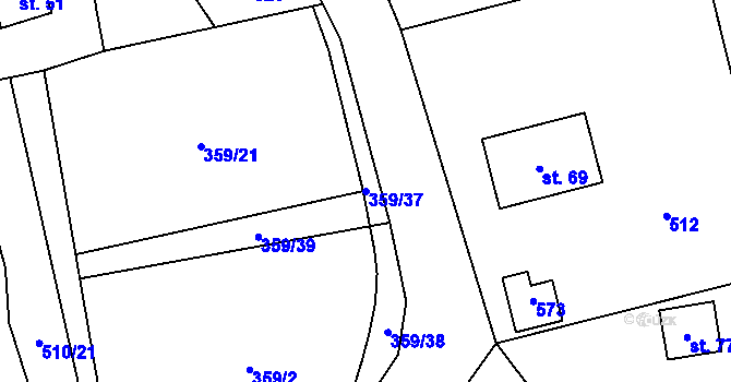 Parcela st. 359/37 v KÚ Senohraby, Katastrální mapa