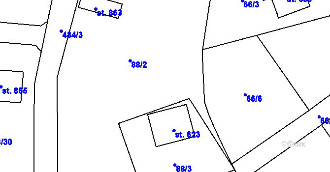 Parcela st. 616 v KÚ Senohraby, Katastrální mapa