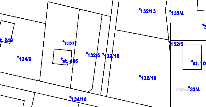 Parcela st. 132/18 v KÚ Senohraby, Katastrální mapa
