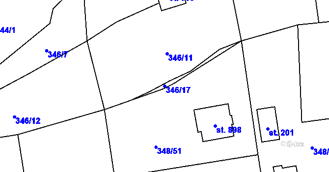 Parcela st. 346/17 v KÚ Senohraby, Katastrální mapa