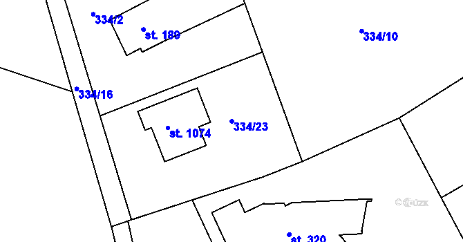 Parcela st. 334/23 v KÚ Senohraby, Katastrální mapa