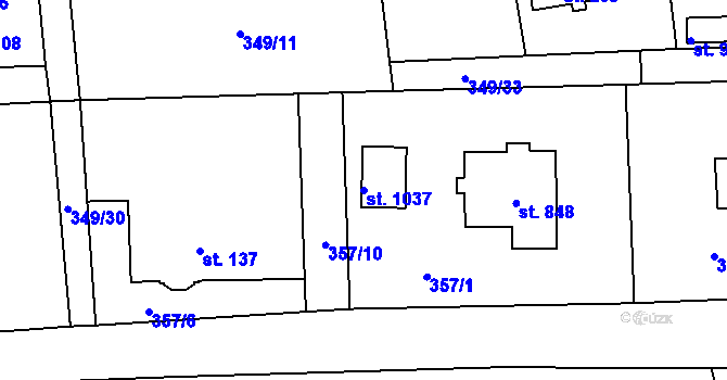 Parcela st. 1037 v KÚ Senohraby, Katastrální mapa