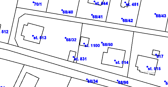 Parcela st. 1100 v KÚ Senohraby, Katastrální mapa
