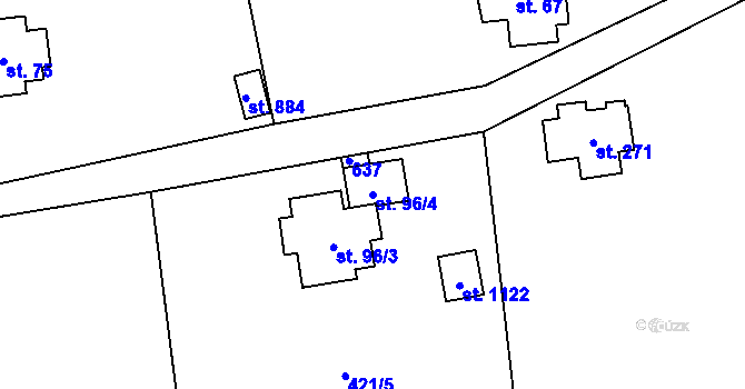 Parcela st. 96/4 v KÚ Senohraby, Katastrální mapa