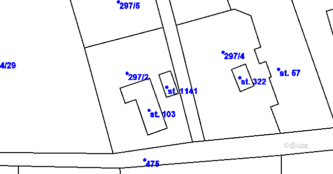 Parcela st. 1141 v KÚ Senohraby, Katastrální mapa