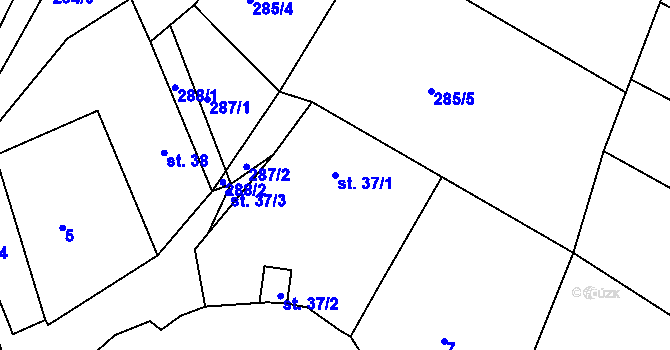 Parcela st. 37/1 v KÚ Nouzov u Senomat, Katastrální mapa