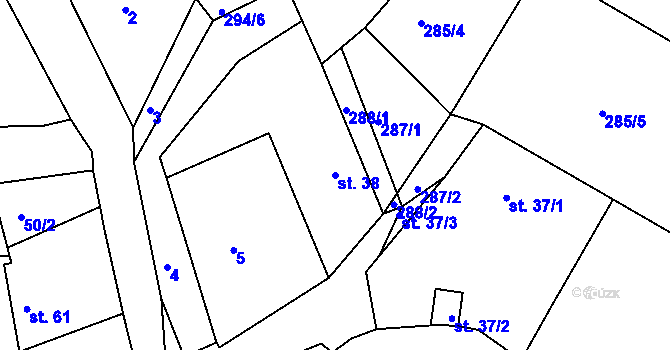 Parcela st. 38 v KÚ Nouzov u Senomat, Katastrální mapa