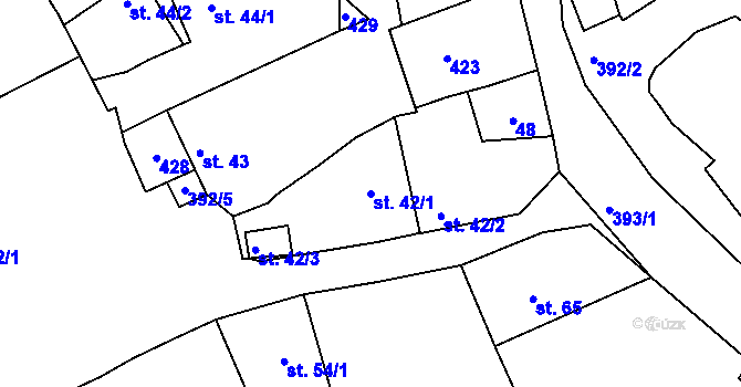 Parcela st. 42/1 v KÚ Nouzov u Senomat, Katastrální mapa