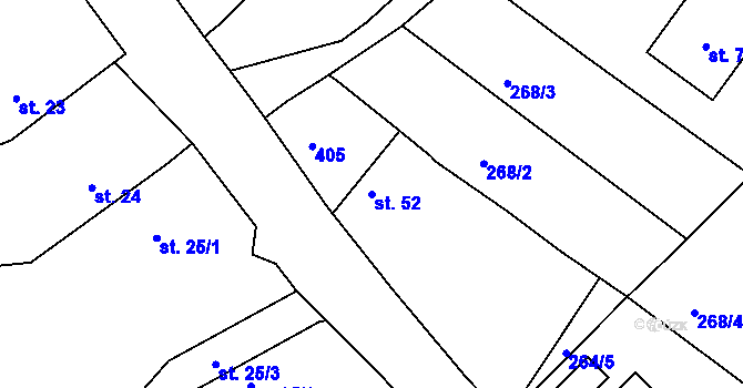 Parcela st. 52 v KÚ Nouzov u Senomat, Katastrální mapa